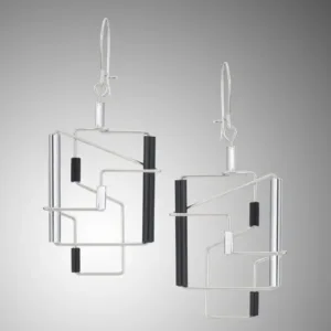 Black Glass Tubing with Stirling Silver – Wire Earrings – Barb Wire Jewelry Designs – Barbie Levy